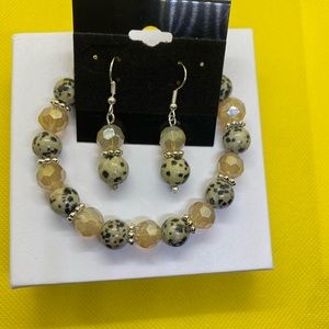 Dalmatian Jasper Earrings & Bracelet